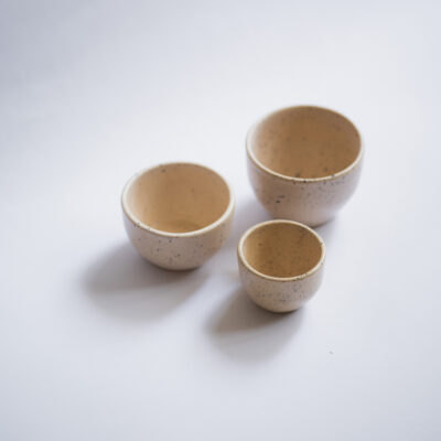 handmade ceramic beige speckled coffee cups