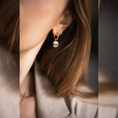 elegant ceramic drop earrings with cobalt brushstrokes