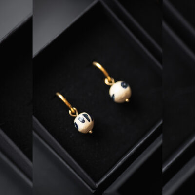 elegant ceramic drop earrings with cobalt brushstrokes