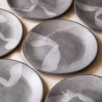 handmade ceramic minimalist dark stoneware dessert plates