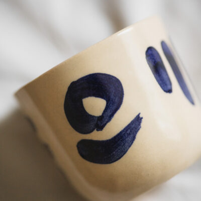 handmade ceramic cobalt painted coffee cups