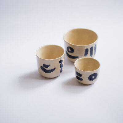 handmade ceramic cobalt painted coffee cups